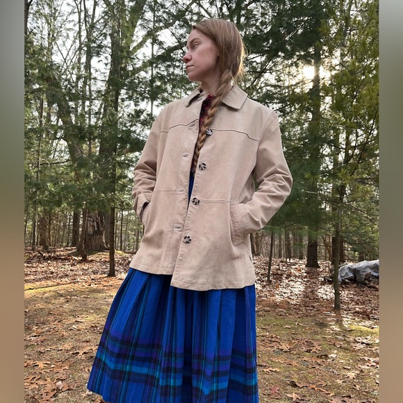 90s Monterey Bay Genuine Leather Suede Jacket Tan Size 14 - Picture 8 of 16